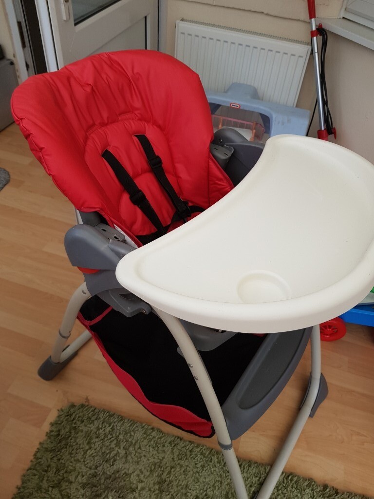 high chair with basket underneath